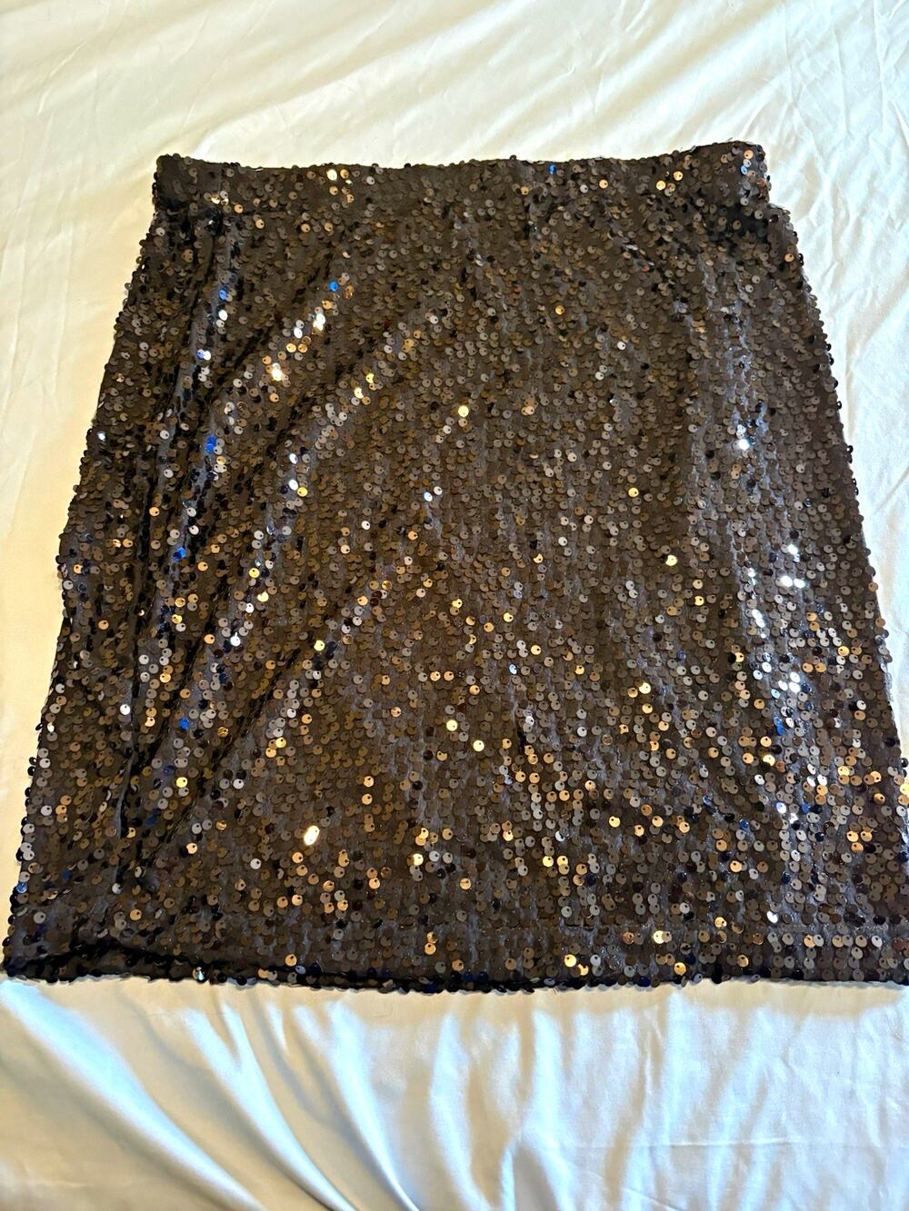 Avenue Modern Metallics Black Sequin Mini Skirt 14W/16W Witchy Whimsy Goth